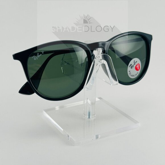 Ray-Ban Sunglasses RB4171 ERIKA 601/2P Shiny Black Round Frames Polarized Lenses main image 5